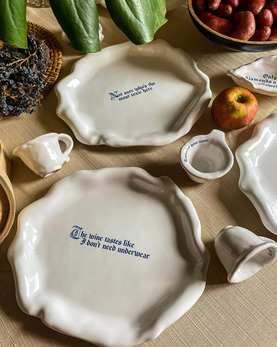 TA-DAAN Food is delicious but I'd prefer to get laid Explicit Dinner Plate