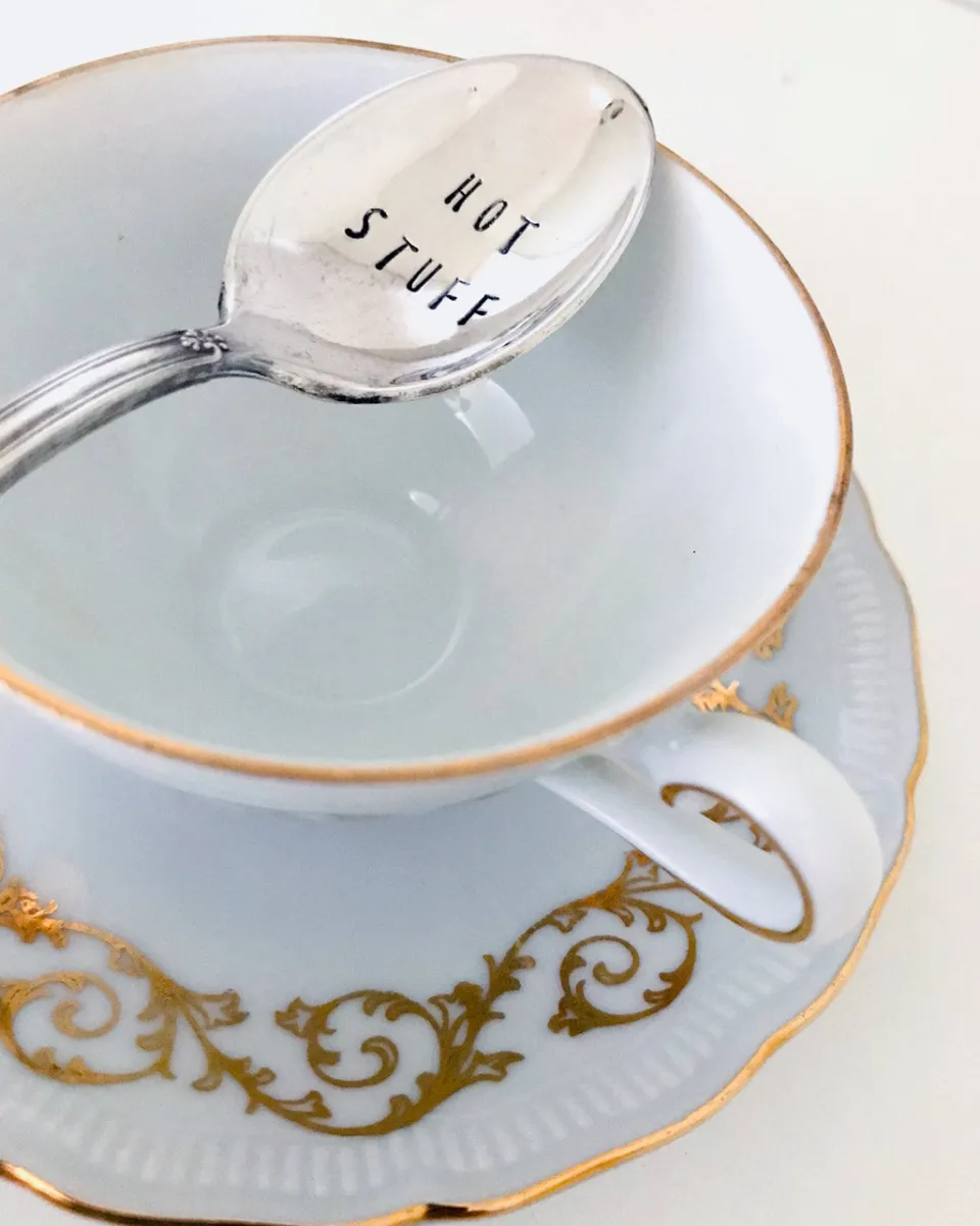 TA-DAAN Vintage Silver Hand-stamped coffe spoon English MIX - Set of 6 (-10%)