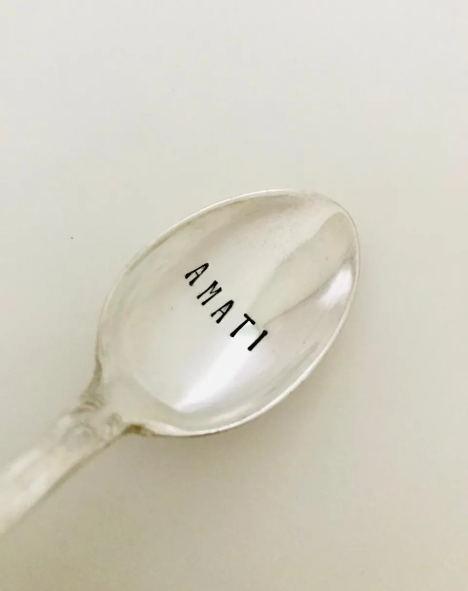 TA-DAAN Vintage Silver Hand-stamped coffee spoon