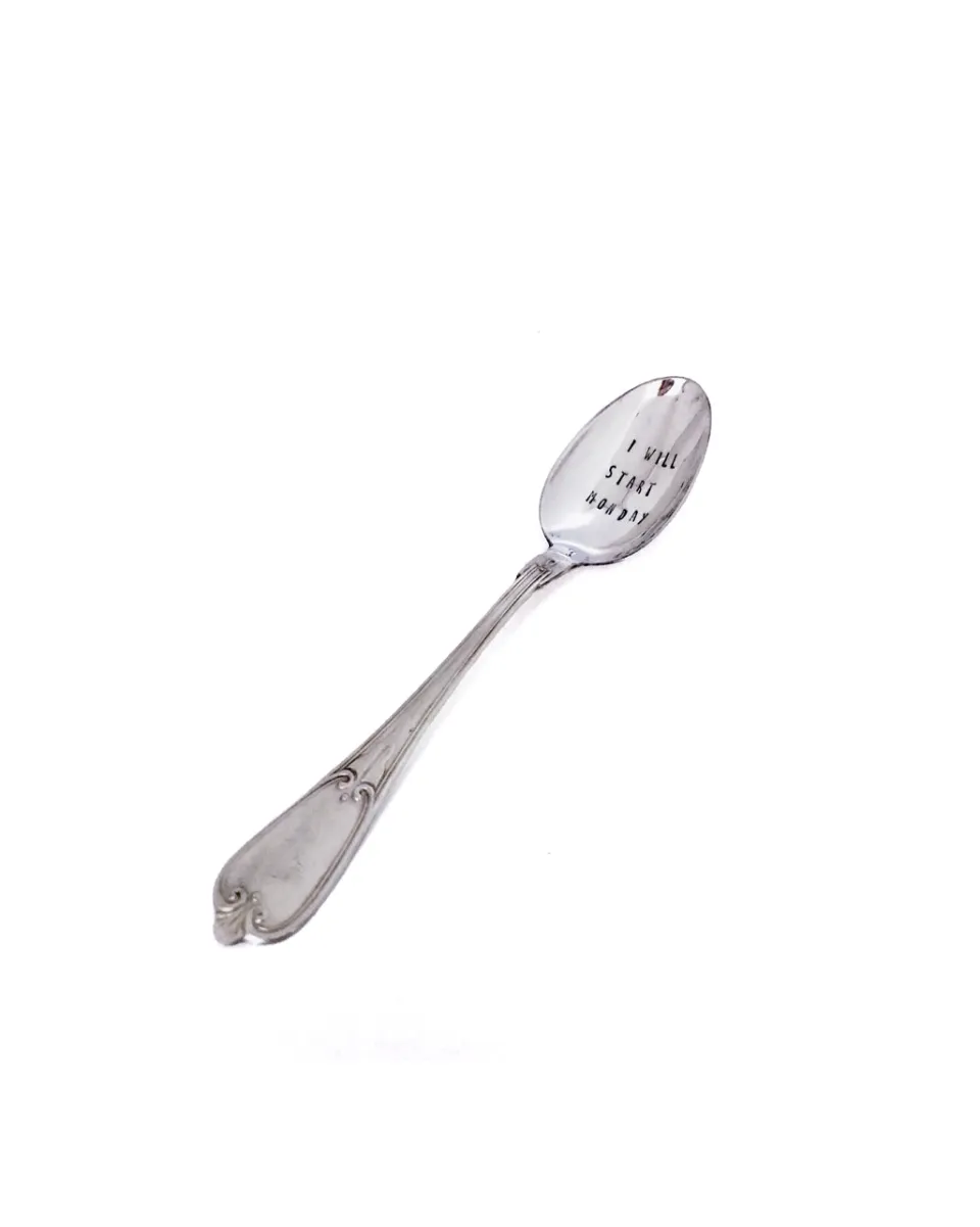 TA-DAAN Vintage Silver Hand-stamped dessert spoon