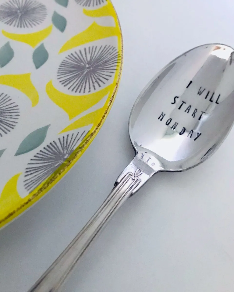 TA-DAAN Vintage Silver Hand-stamped dessert spoon