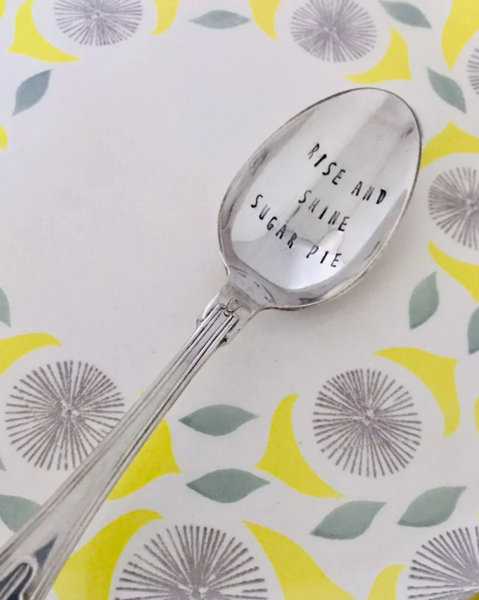 TA-DAAN Vintage Silver Hand-stamped dessert spoon English MIX - Set of 6 (-10%)