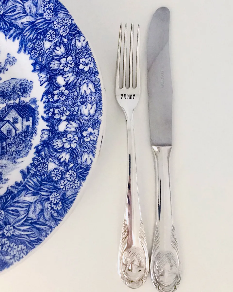 TA-DAAN Vintage Silver Hand-stamped fork