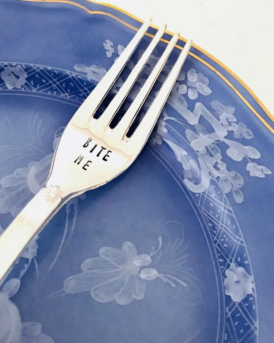TA-DAAN Vintage Silver Hand-stamped fork