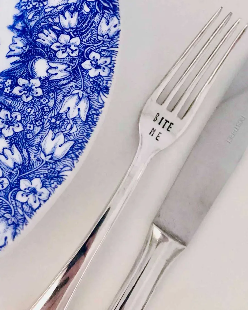 TA-DAAN Vintage Silver Hand-stamped fork
